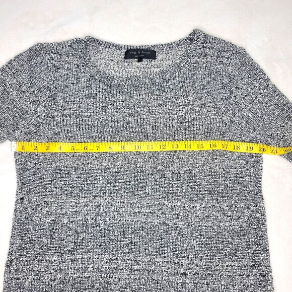 Rag & Bone Black White Sweater Open Knit Boxy Relaxed Women's Size Medium Casual - Picture 6 of 16
